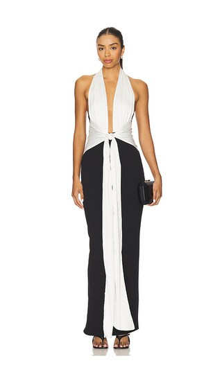 Chiara Halter Gown in White & Black | Revolve Clothing (Global)