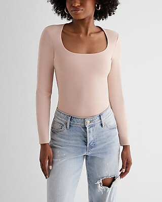 Express Women's Body Contour High Compression Scoop Neck Long Sleeve Bodysuit | Express