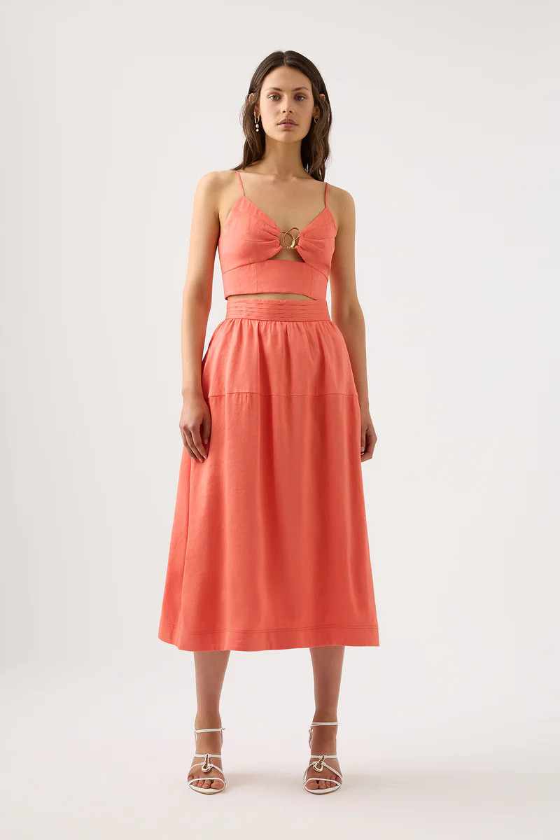 Shelly Flare Tuck Midi Skirt | aje. (US, UK, Europe, ROW)