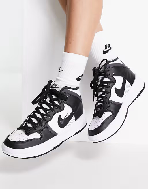 Nike Dunk Hi Rebel platform sneakers in white/black | ASOS (Global)
