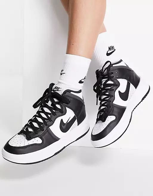 Nike Dunk Hi Rebel platform sneakers in white/black | ASOS (Global)