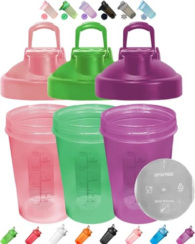 Shaker Bottle 3 Color Pack (Pink,Green,Purple) - Printed 12 OZ & 400 ML Marks,Classic Loop Hook,Blender Whisk Mixing Ball,BPA Free,Leak Proof,Dishwasher Safe,Easy to Clean,Pefect for Protein Shakes | Amazon (US)
