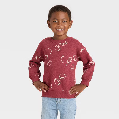 Toddler Boys' Fleece Crew Sweatshirt - Cat & Jack™ Maroon 4T | Target