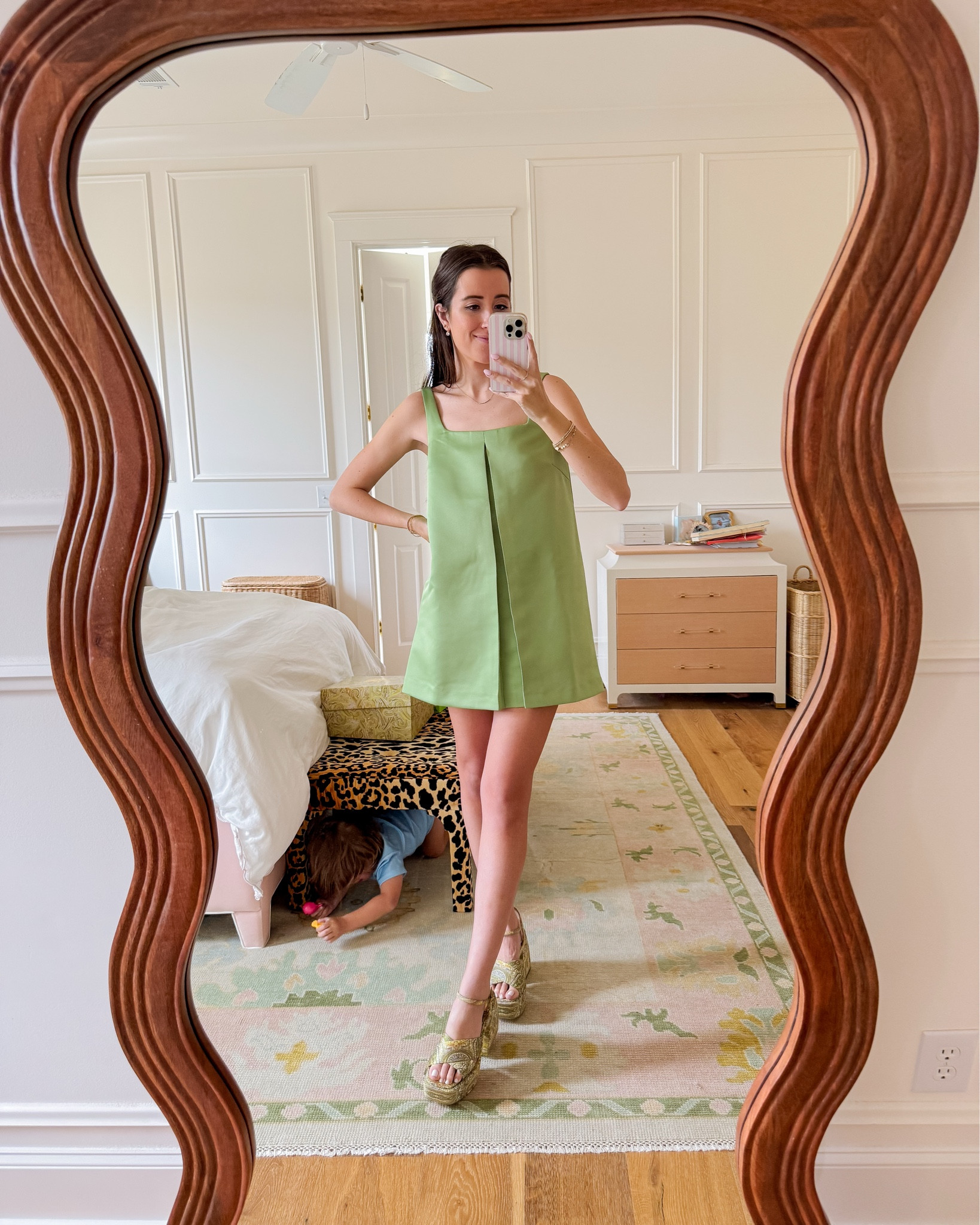 Spring dress | green dress | hill house | dillards | green flats | ballet flats | what I wore | platform heels | sandals | Easter dress | mom approved | 

#LTKWedding #LTKvlog #LTKootd