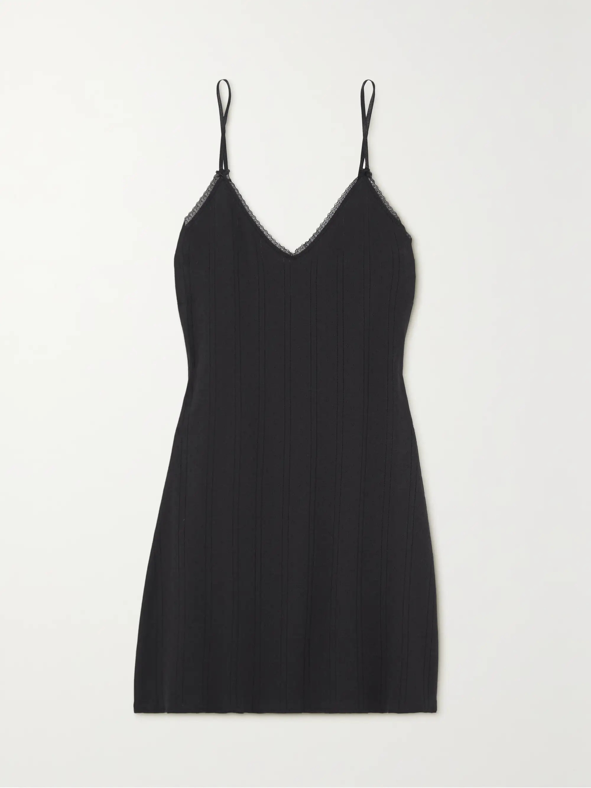 Lace-trimmed pointelle-knit organic cotton slip dress | NET-A-PORTER (US)
