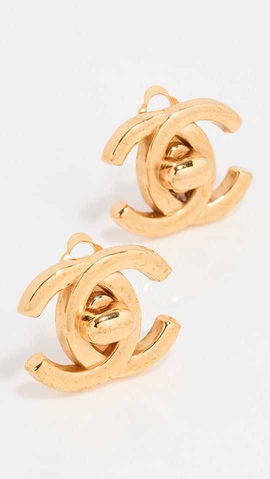 Chanel Gold Turnlock Earrings Medium | Shopbop