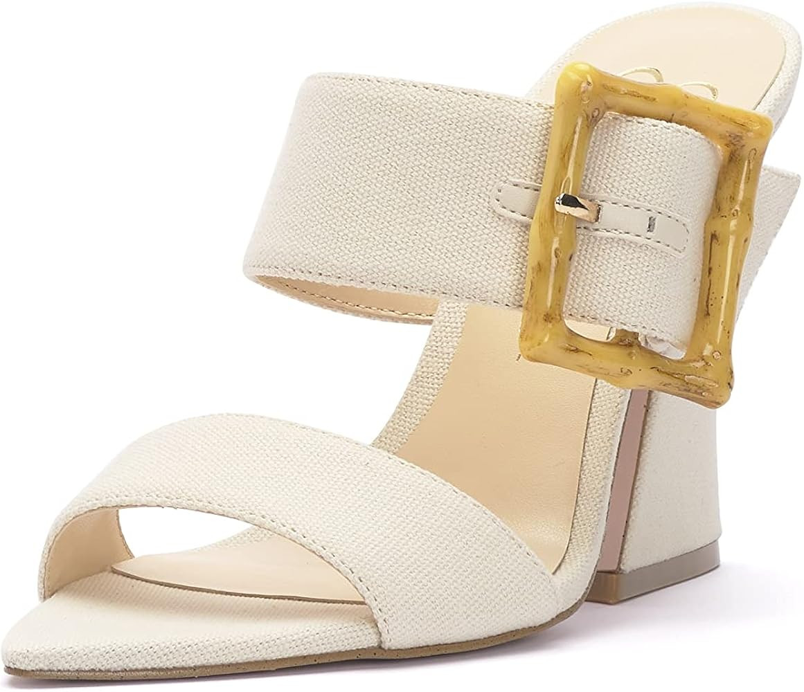 Jessica Simpson Women's Qena Buckle High Heel Sandal Heeled | Amazon (US)