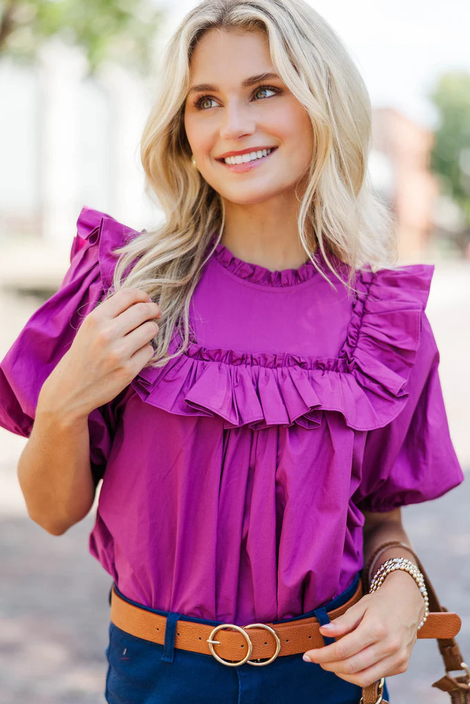 Say Less Magenta Ruffled Blouse | The Mint Julep Boutique