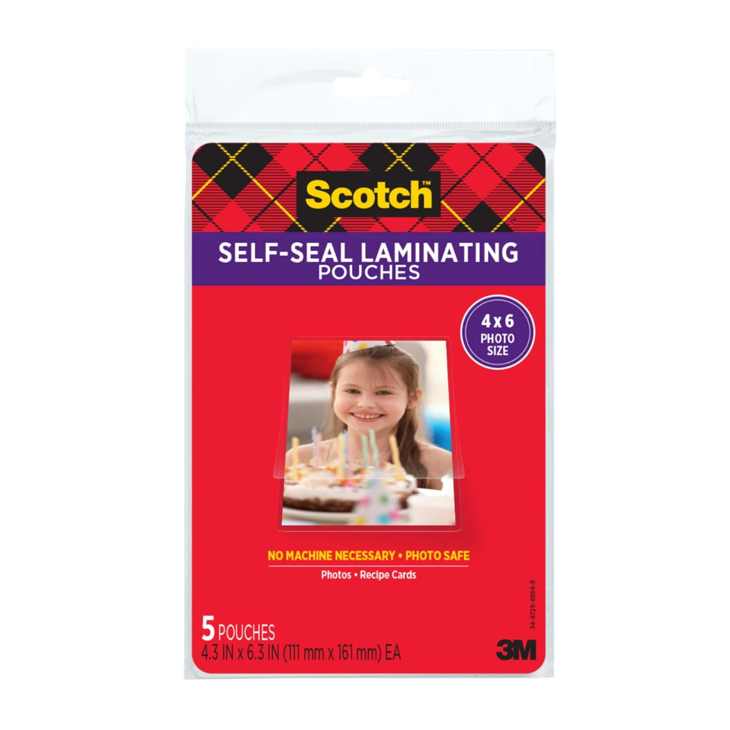 Scotch Self-Sealing Laminating Pouches, Gloss Finish, Photo Size 4 x 6 Inches, 5/Pack | Amazon (US)