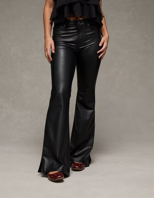 AE Super High-Waisted Leather Flare Pant | American Eagle Outfitters (US & CA)