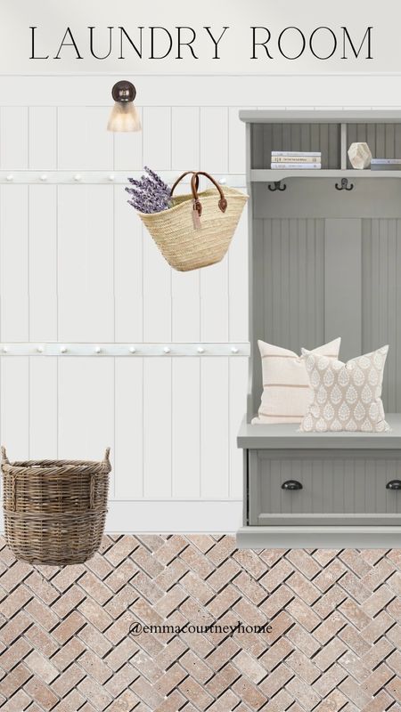 Laundry room mudroom mood board with bench and hooks 

#LTKstyletip #LTKSeasonal #LTKhome