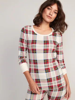 Printed Thermal-Knit Long-Sleeve Pajama Top for Women | Old Navy (US)