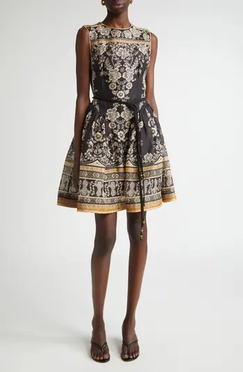 Zimmermann Balance Belted Linen & Silk Fit & Flare Dress | Nordstrom | Nordstrom