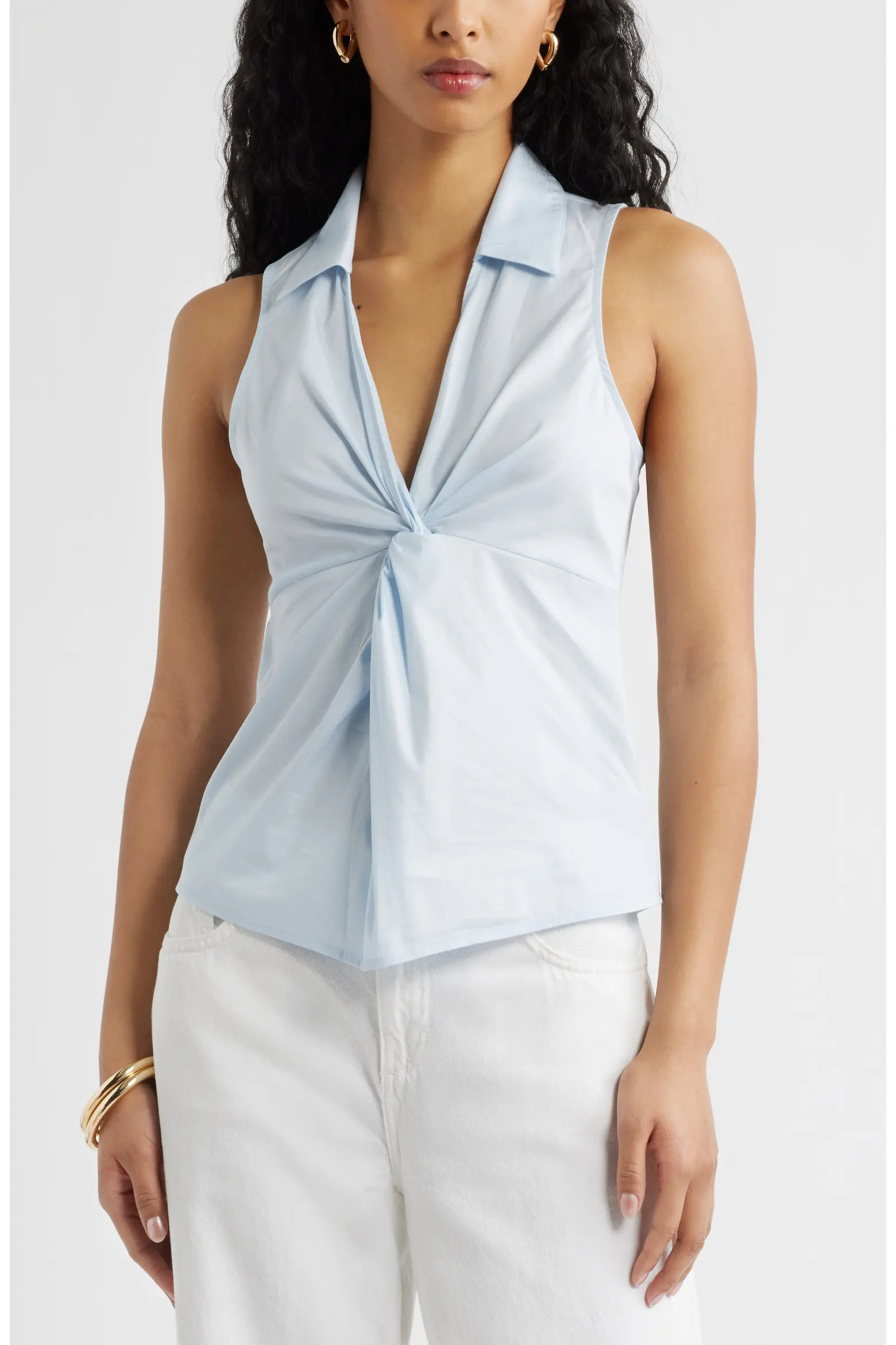 Twist Front Poplin Top (Women) | Nordstrom | Nordstrom