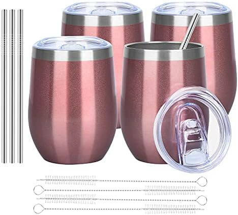12 Oz Insulated Wine Tumbler with Lid Double Wall Vacuum Stainless Steel Wine Glass Coffee Mug In... | Amazon (US)