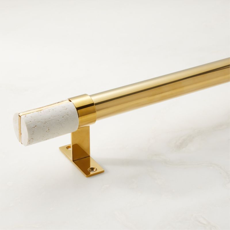 Brax Polished Brass Curtain Rod with Travertine Finial | CB2 | CB2