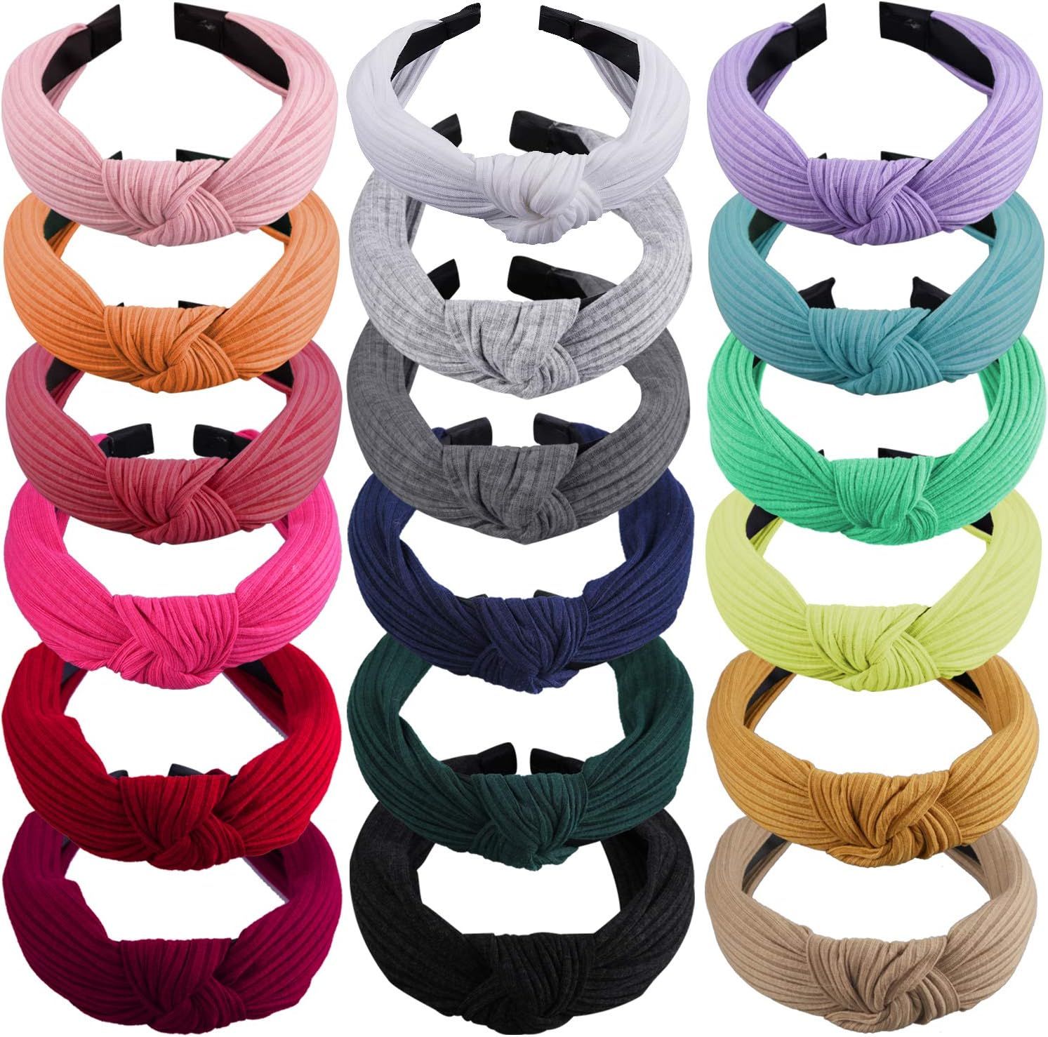 SIQUK 18 Pieces Top Knot Headband Wide Turban Headband Cloth Cross Knot Headbands for Women and G... | Amazon (US)