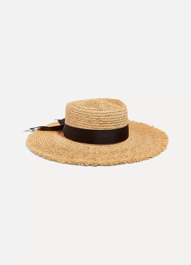 Lack of Color - The Ventura Frayed Grosgrain Trimmed Straw Hat - Black | NET-A-PORTER (US)