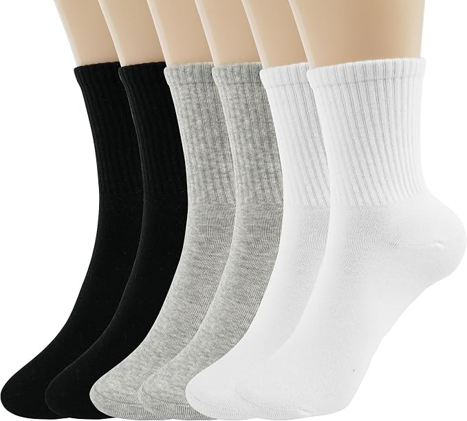 Women Casual Calf Socks - Cute Cotton Crew Socks - Soft Above Ankle Sock Gifts 6 Pairs Size 5-10 | Amazon (US)