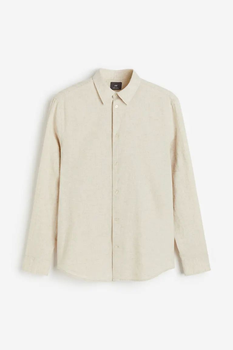 Regular Fit Linen-blend Shirt - Beige - Men | H&M US | H&M (US + CA)