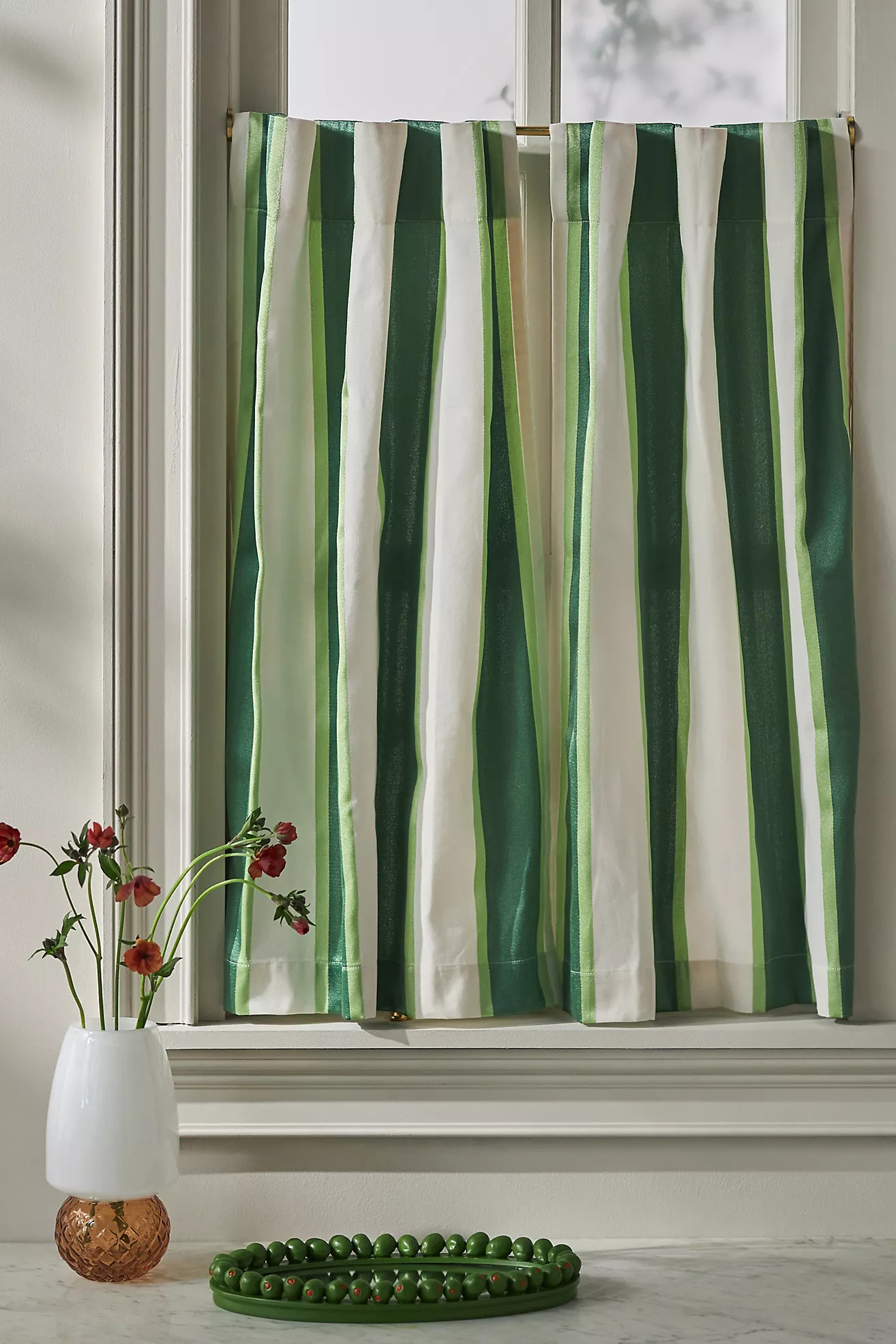 Sutton Rugby Stripe Woven Café Curtains, Set of 2 | Anthropologie (US)