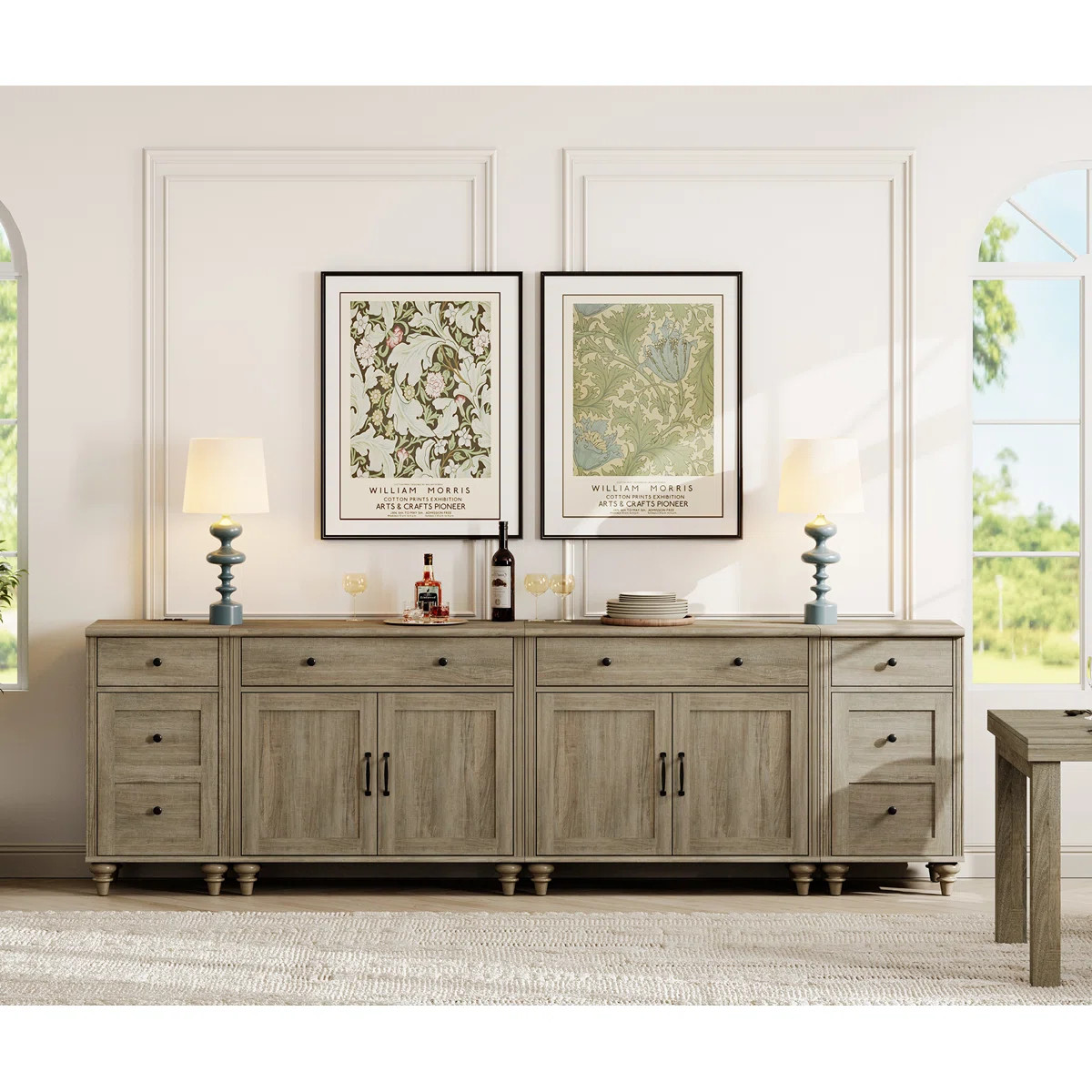 Scarlett Kitchen Buffet Sideboard Cabinet With 2 Drawers And 4 Doors, Mid-Century Cupboard & End ... | Wayfair North America