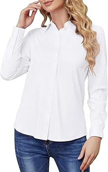 Wrinkle Free Womens Button Down Shirts for Women Long Sleeve Stretch Business Office Formal Work ... | Amazon (US)