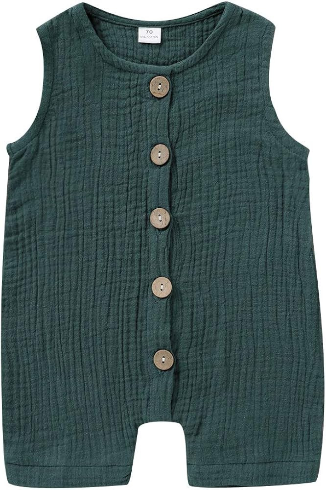 Infant Newborn Baby Boys Girls Cotton Linen Romper Summer Jumpsuit Sleeveless Overalls Clothing S... | Amazon (US)