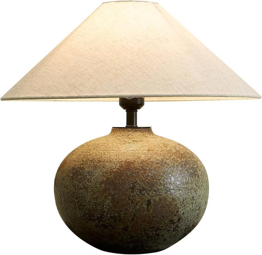 SOMINA Ceramic Fabric Table Lamp Modern Minimalist E27 Base Warm White Glow Night Light for Bedro... | Amazon (US)