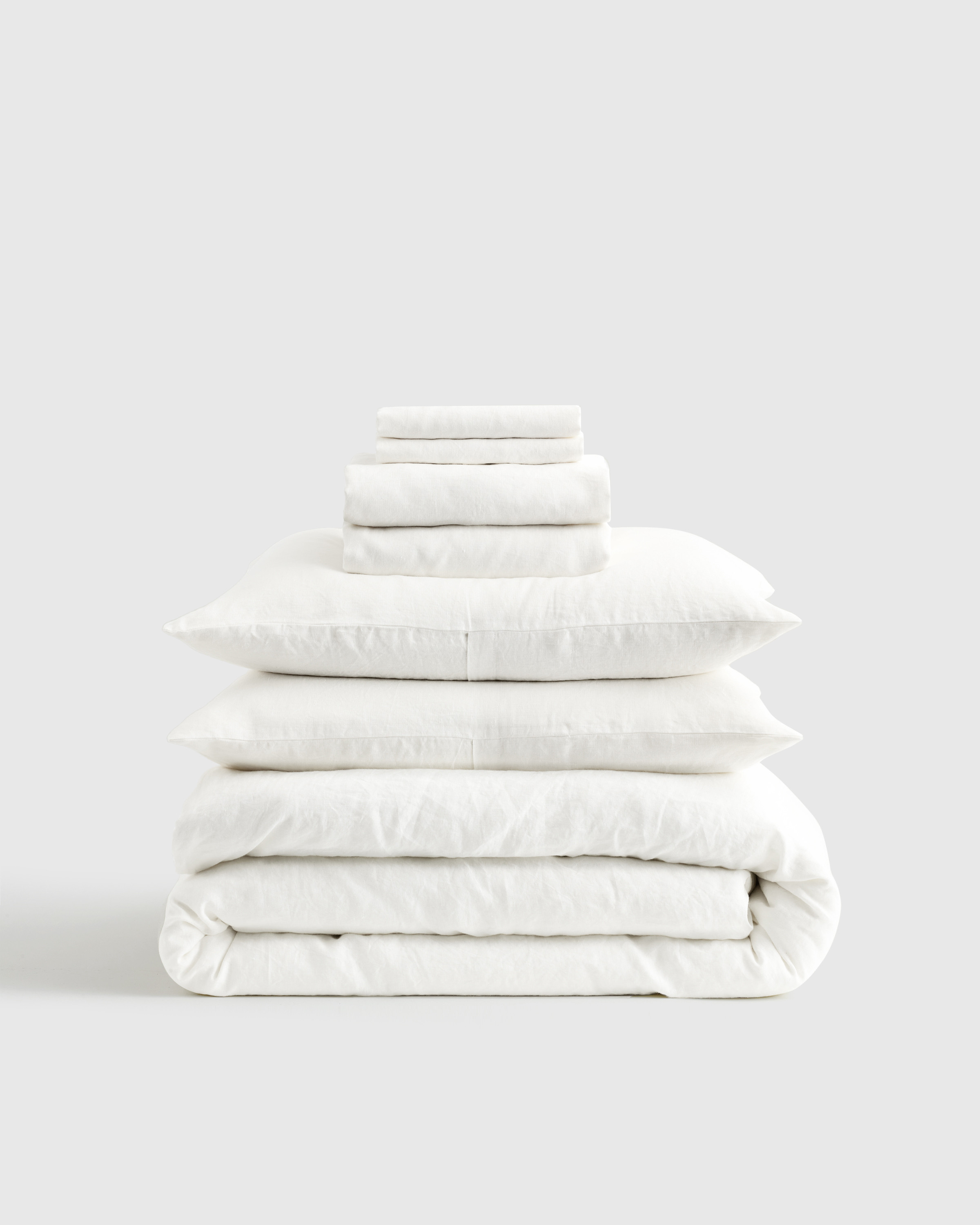 Quince | Linen Duvet Deluxe Bundle in White Size Queen | Flax | Quince