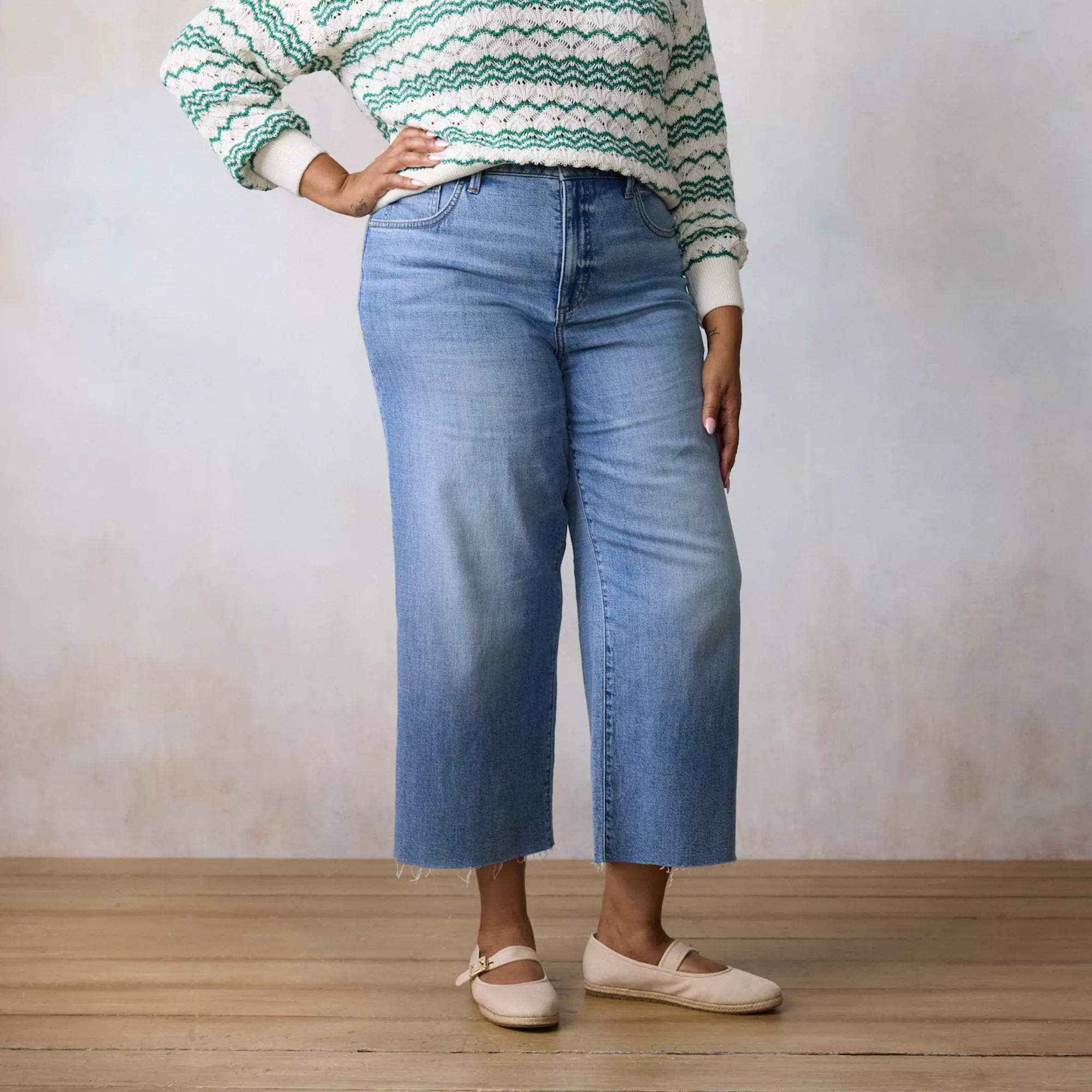Plus Size LC Lauren Conrad Super High Rise Wide Leg Ankle Jeans | Kohl's