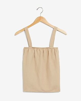 Linen-Blend Square Neck Tank | Express