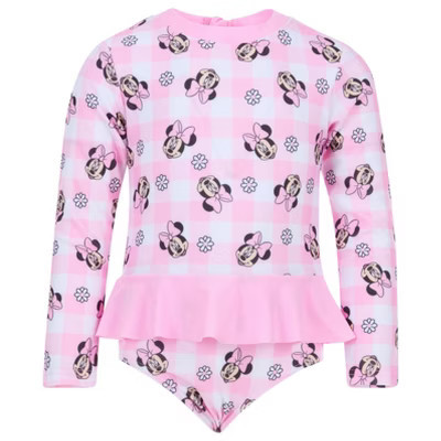 Disney Minnie Mouse Toddler Girls UPF 50+ One Piece Bathing Suit Gingham Pink 4T | Target
