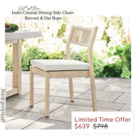 Pottery Barn outdoor dining chair set of 2 on sale! Limited time offer. Coastal oat color rope side chair. Al fresco dining.

#LTKsalealert #LTKhome #LTKstyletip
