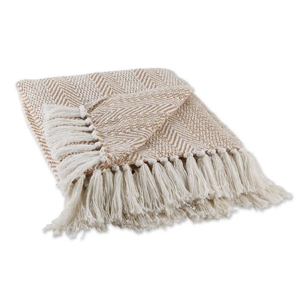 50&#34;x60&#34; Herringbone Striped Throw Blanket Stone Brown - Design Imports | Target