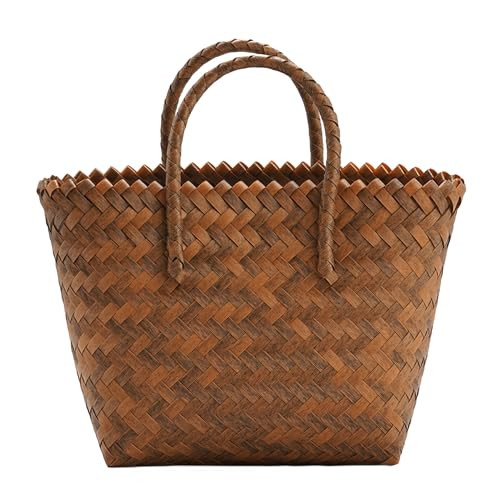 GIB Woven Handbag for Women, Polypropylene Rattan Straw Tote Bag Wicker Purse with Handle for Sum... | Amazon (US)