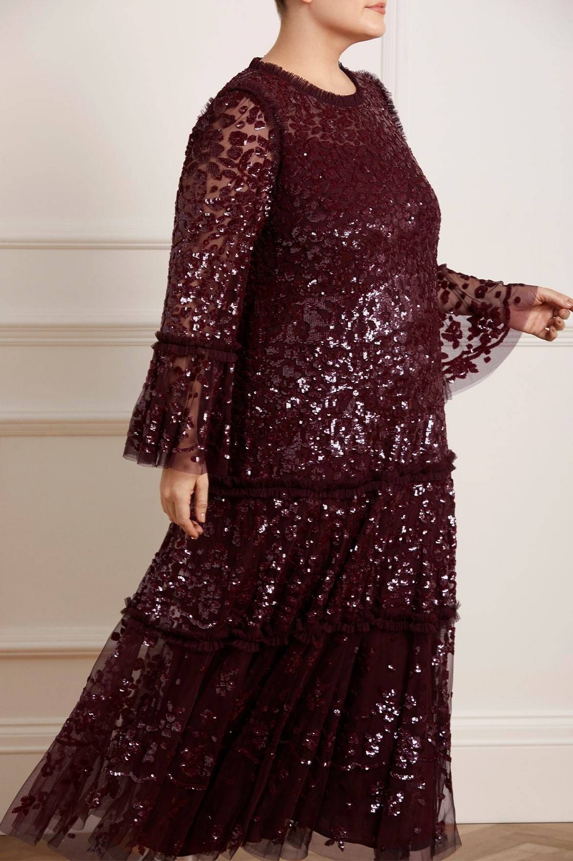 Annie Sequin Tiered Ankle Gown | Needle & Thread