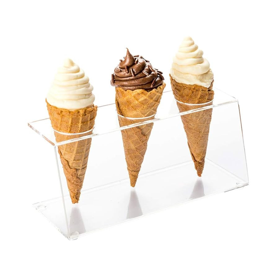 Restaurantware-Clear Tek 7.1 x 2.8 x 3.2 Ice Cream Cone Holder, 1 Premium Popcorn Cone Holder - C... | Amazon (US)