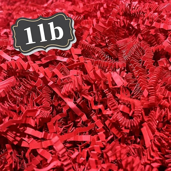 ZEBMOON 1 LB Red Crinkle Cut Paper Shred Filler Great for Gift Wrapping, Basket Filling, Birthday... | Amazon (US)