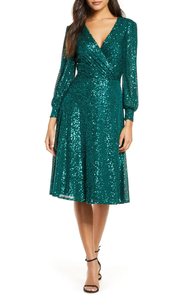Sequin Long Sleeve Knit Dress | Nordstrom