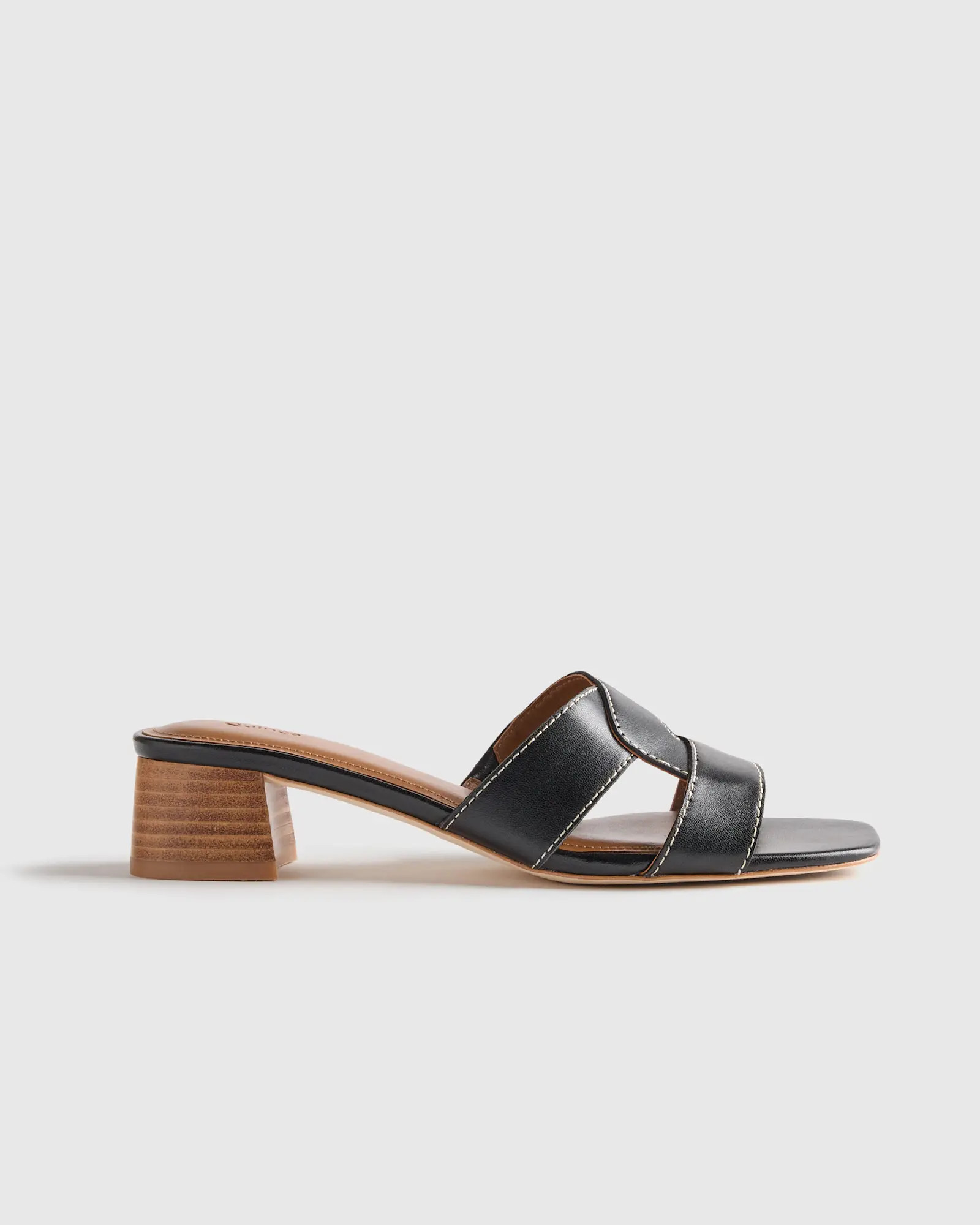 Italian Leather 35mm Wood Block Heel Mule | Quince