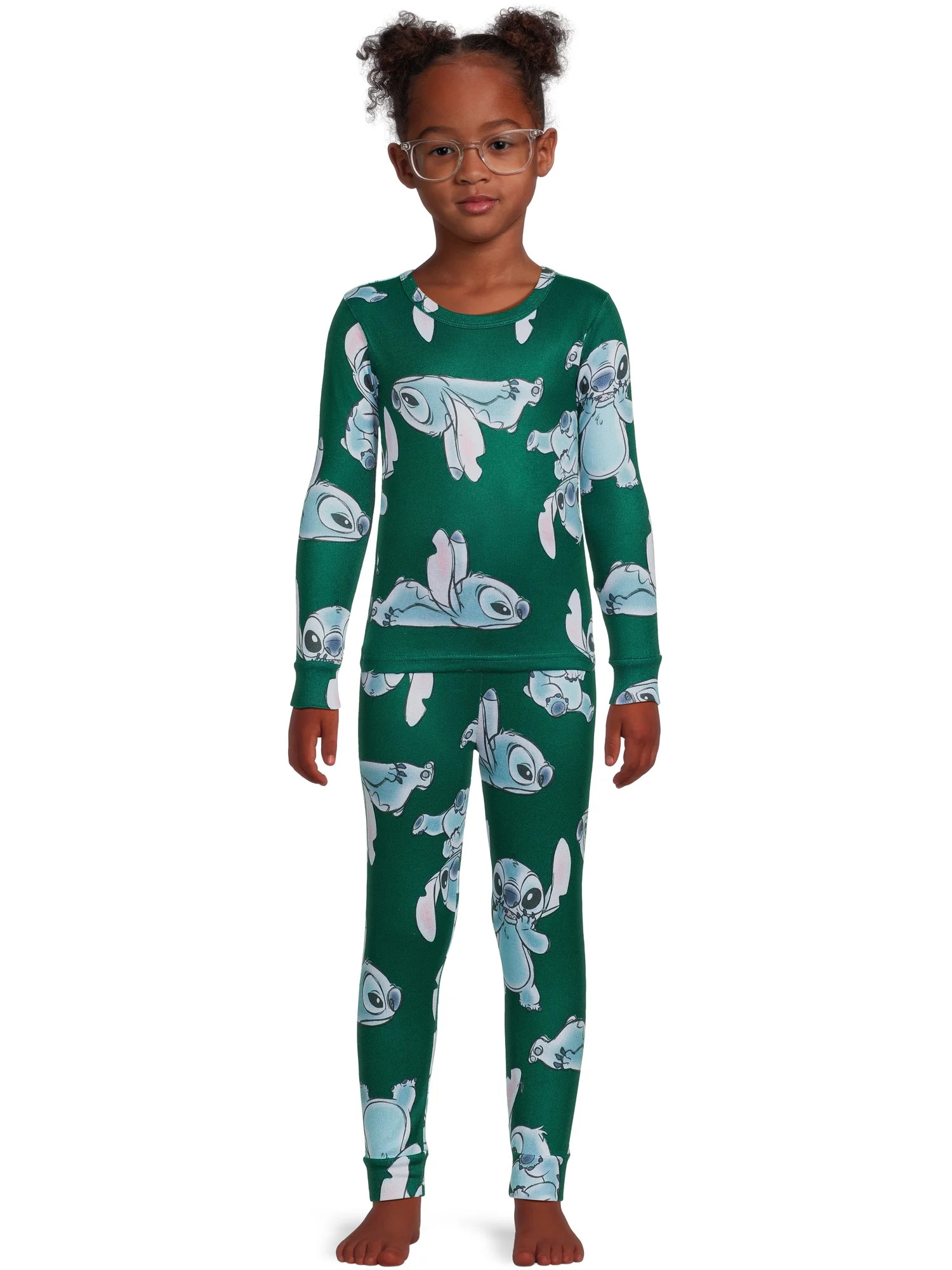 Disney Stitch Girls Print Long Sleeve Top and Pants Pajama Set, 2-Piece, Sizes 4-10 | Walmart (US)