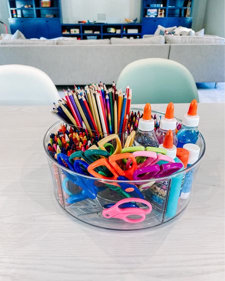 If you've got kiddos that are into crafts, this lazy Susan is a perfect way to keep their supplies contained yet easily accessible!