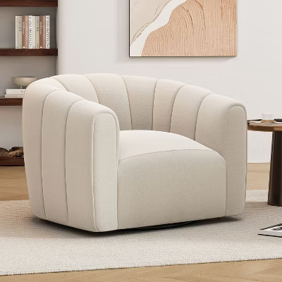Christopher Knight Home Zarabel Indoor Modern Upholstered Swivel Accent Barrel Club Chair, White/Boucle | Target