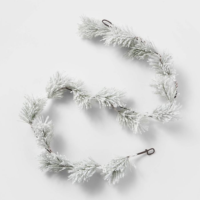 Unlit 5' Flocked Decorative Greenery Garland White & Green - Wondershop™ | Target