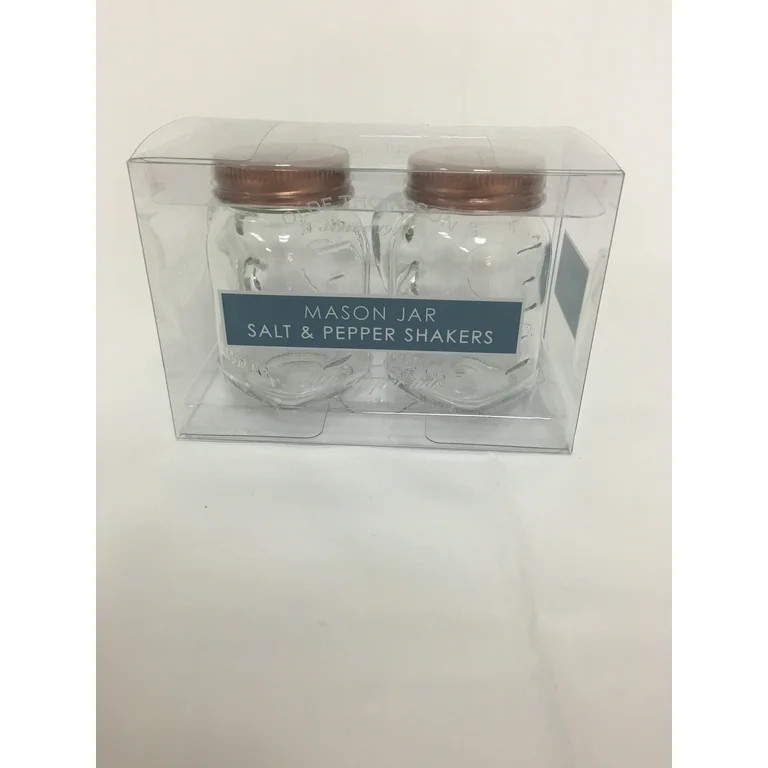 Olde Thompson Clear Mason Jar Salt and Pepper Shaker Set with Copper Lids, Unfilled | Walmart (US)