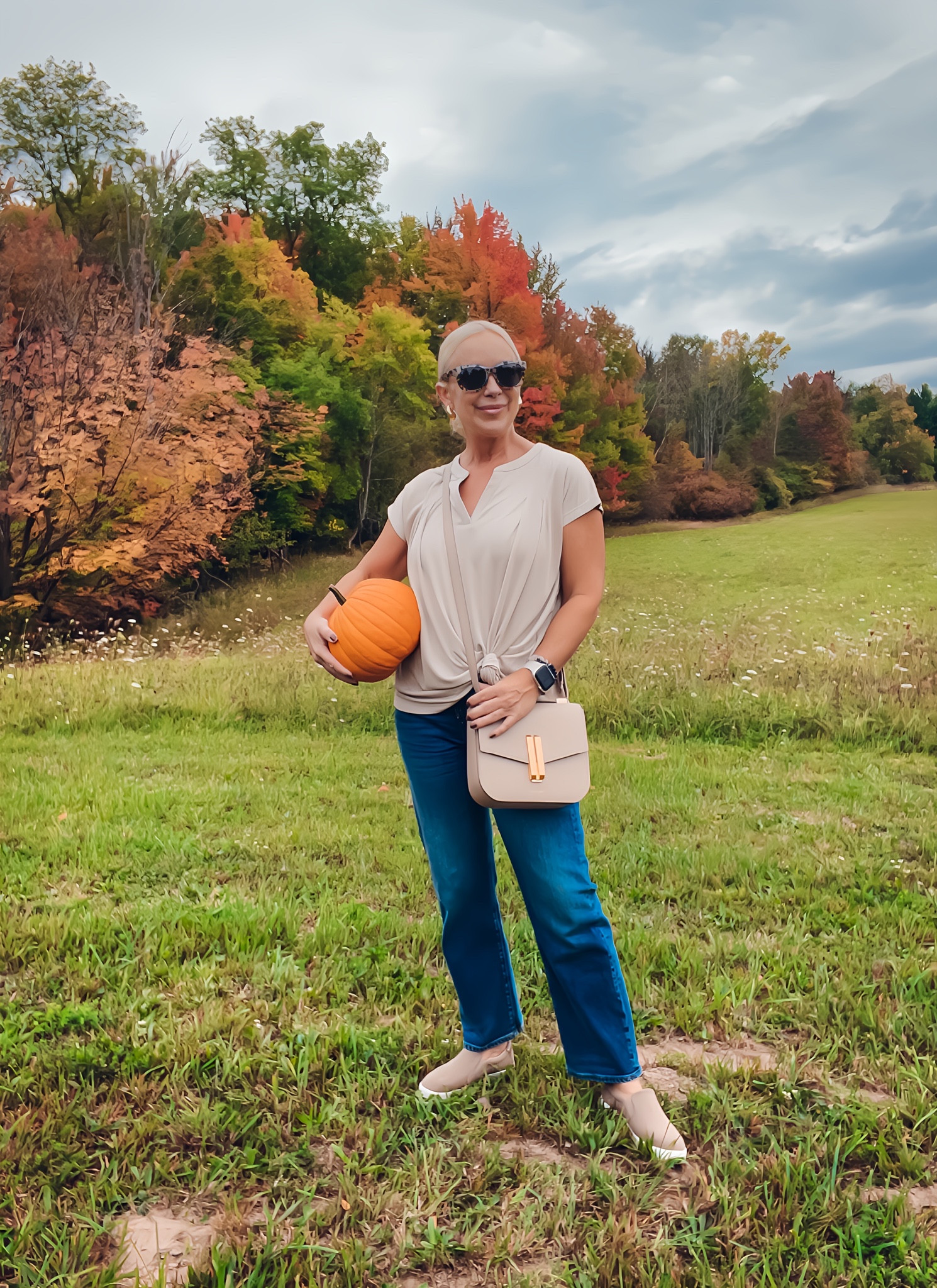 Pumpkin patch outfit with comfy yet stylish sneakers  

#LTKshoecrush #LTKSeasonal #LTKover40