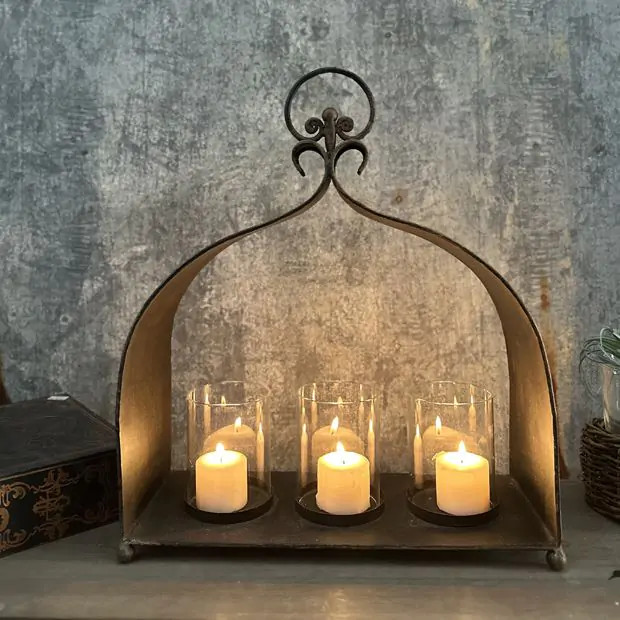 Vintage Inspired Cast Iron Triple Candle Holder | Antique Farm House