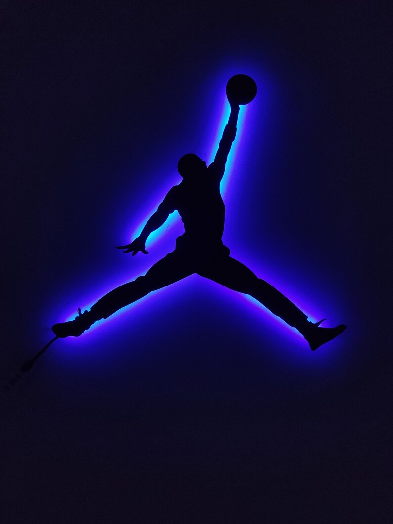 Michael Jordan Jumpman Metal Led Wall Sign, RGB Metal Wall Led Decor, NBA Legend Led Sign, Gift f... | Etsy (US)