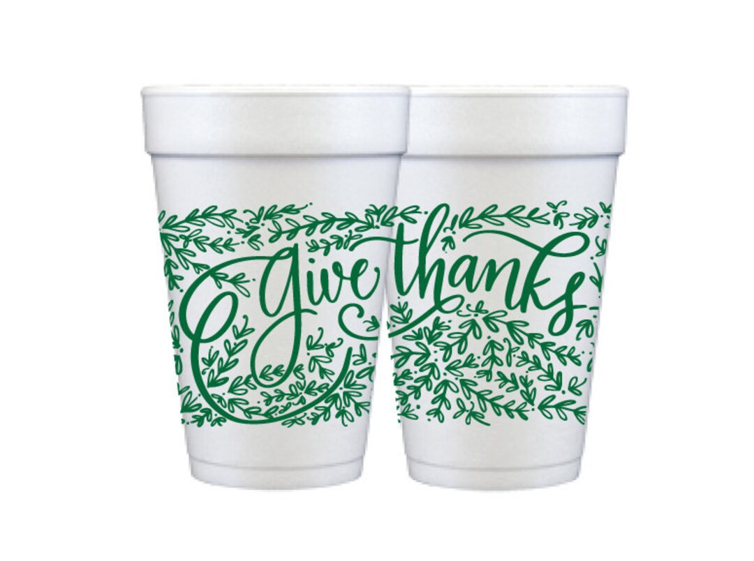Foam Cups Give Thanks green - Etsy | Etsy (US)